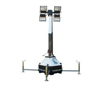 verplaatsbare lichtmast tot 10 meter incl. 4 lampen 230 volt met stempels